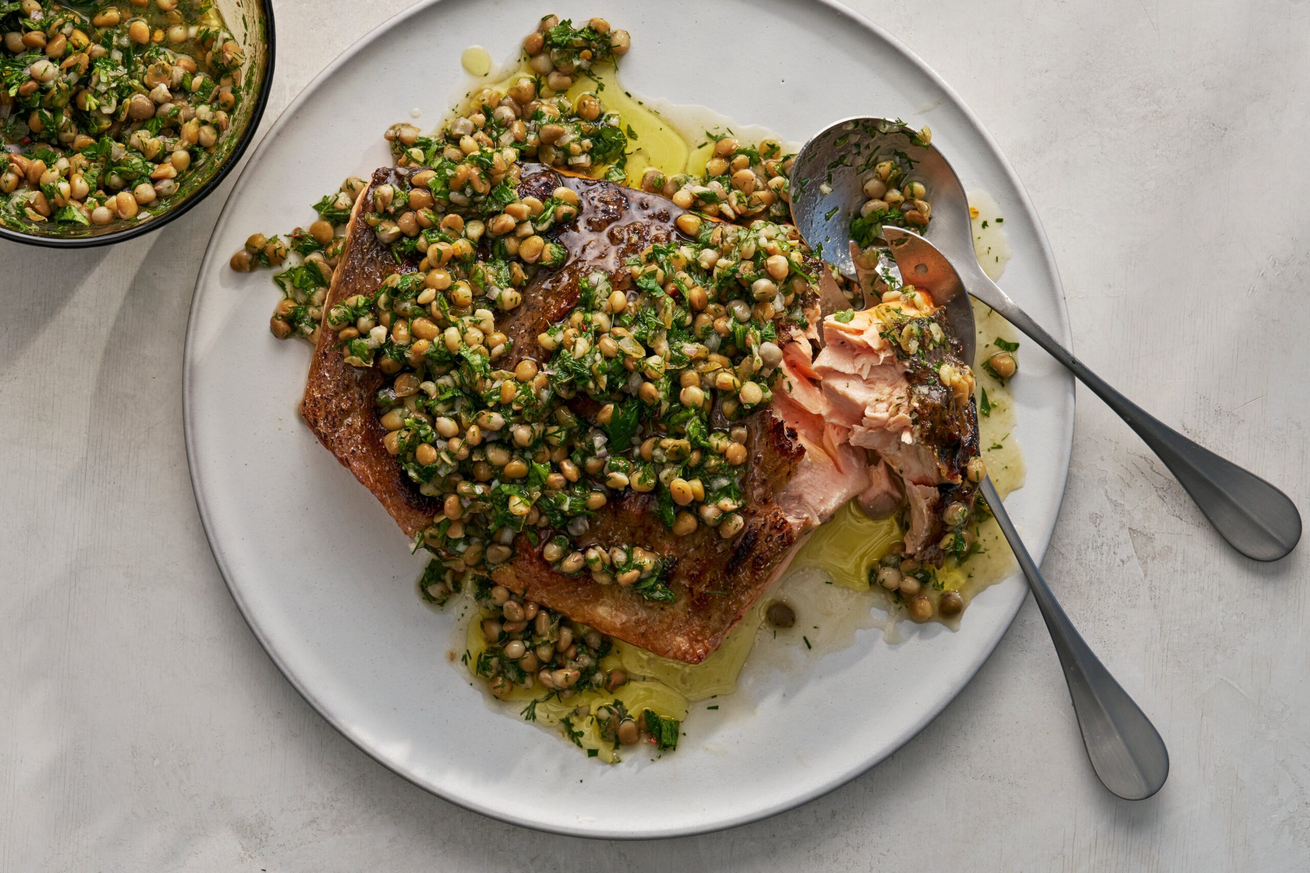 Crispy Salmon With Lentil Salsa Verde – NYT